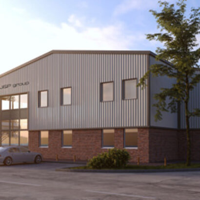 Visualisation extérieure 3D d’un bâtiment industriel à Chester