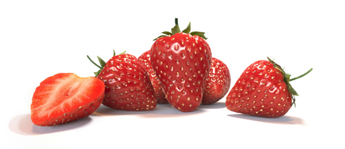 Rendu 3D photorealiste fraises