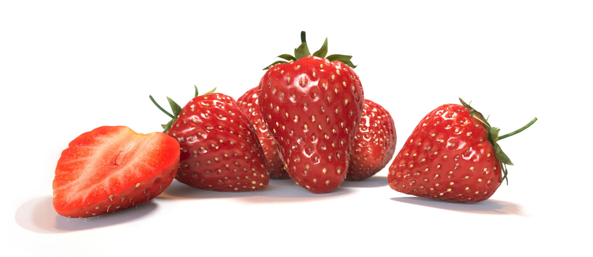 Visualisation alimentaire 3D photoréaliste de fraises rouges