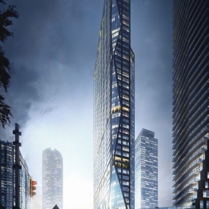 Visualisation architecturale d’un projet de gratte-ciel à Toronto. Adélaïde