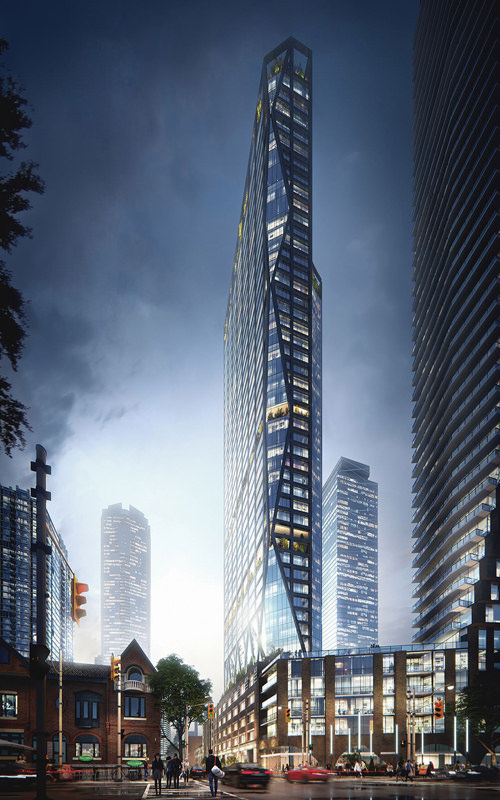 Visualisation architecturale 3D projet gratte ciel Toronto nuit