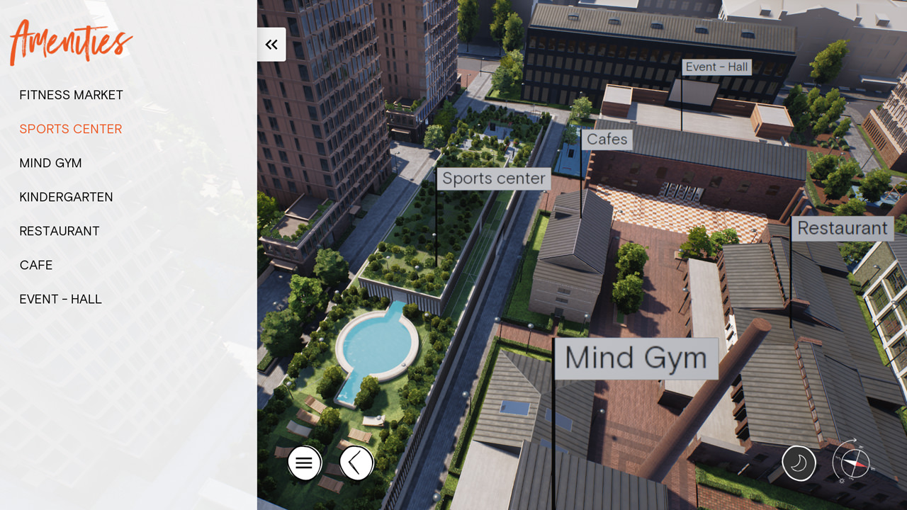 Section des équipements pour les installations sur site dans le logiciel de marketing 3D personnalisé L-Touch